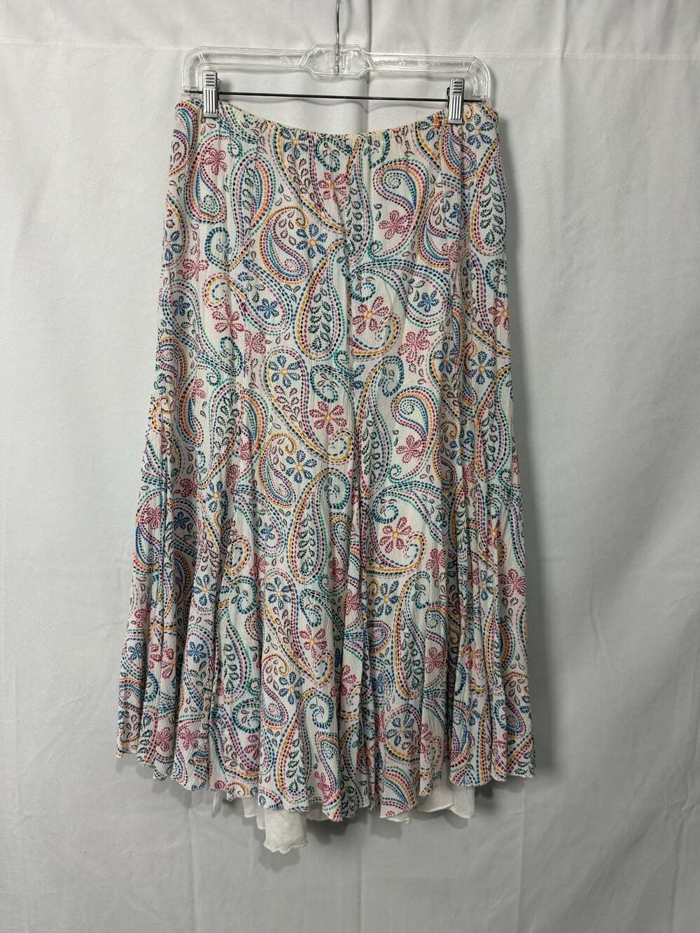Chadwick's Cotton Paisley Maxi Skirt Women Small Elastic Waist Boho Tiered